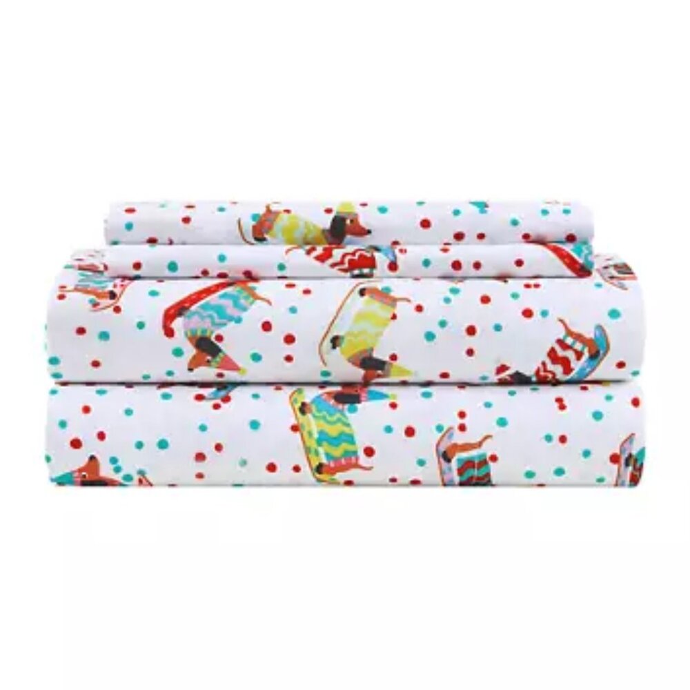 Joyland Winter DACHSHUND King Size Sheets Set